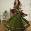 Bottle Green Designer Mirror work Chaniya Choli